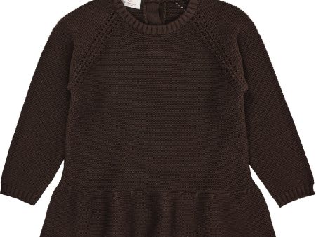 COPENHAGEN COLORS Dk Brown Knitted Pullover W. Frill Cheap