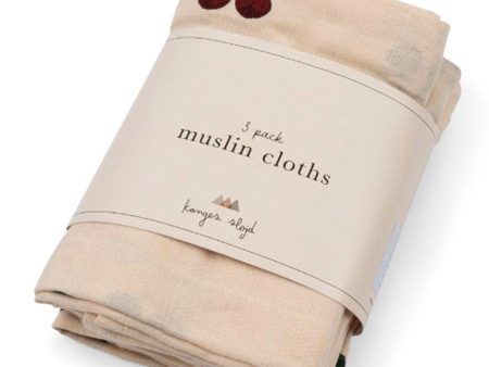 Konges Sløjd Ma Grande Cerise 3 Pack Muslin Cloth Gots on Sale