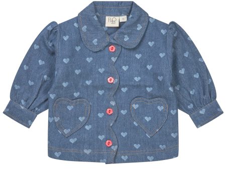 Flöss Blå Denim Hjärtan Lollo Overshirt For Discount