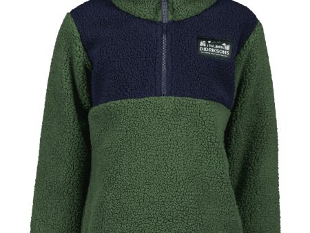 Didriksons Pine Green Gosig Kids Halfzip Fleecejacka on Sale