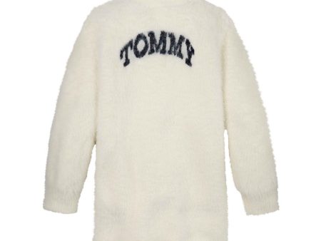 Tommy Hilfiger Ivory Petal Turtleneck Fluffy Sweat Klänning Cheap