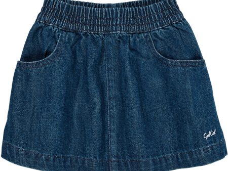 Copenhagen Colors Dark Indigo Blue Washed Organic Pocket Kjol Hot on Sale