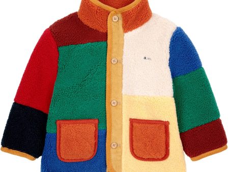 Bobo Choses Multicolor Color Block Sheepskin Jacket on Sale