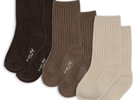 Konges Sløjd Sand Hazel Shitake 3 Pack Rib Socks Fashion