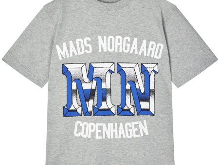 Mads Nørgaard Light Grey Melange Printed Tee Theo T-shirt For Cheap