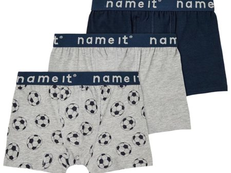 Name it Grey Melange Football Boxershorts 3-Pak Noos on Sale