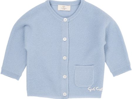 COPENHAGEN COLORS Dusty Blue Cashmere Classic Baby Cardigan Discount