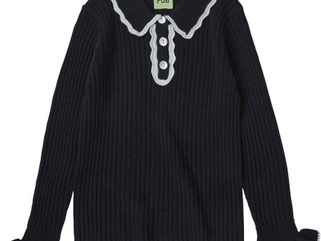 FUB Dark Navy Rib Pikétröja Online