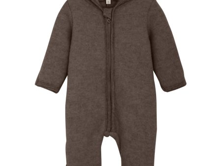 Huttelihut Brown Melange Pram Suit Ears Wool Fleece (S) Online Sale