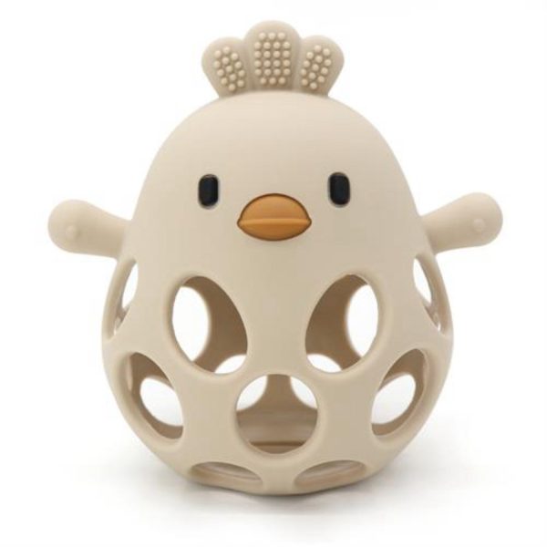 Magni Teether ball with duckling in LFGB silicone, beige Fashion