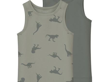 Name It Agave Green Tank Topp 2-pack Agave Green Dino Noos Online Sale