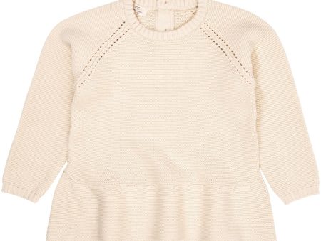 COPENHAGEN COLORS Cream Knitted Pullover W. Frill Online Hot Sale