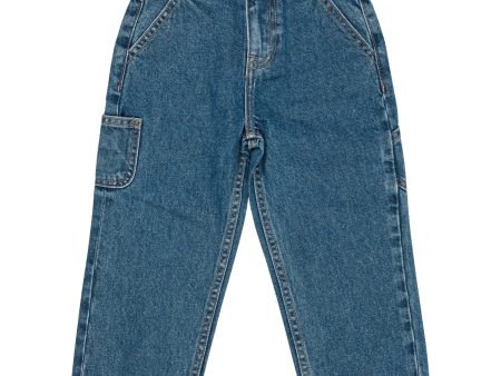 Copenhagen Colors Indigo Blue Washed Organic Pocket Jeans Wide Fit Online Sale