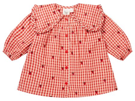 Flöss Berry Gingham Molly LS Klänning Hot on Sale