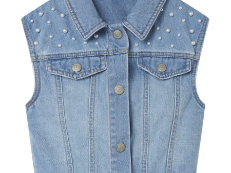 Name It Medium Blue Denim Erna Denim Väst Online now