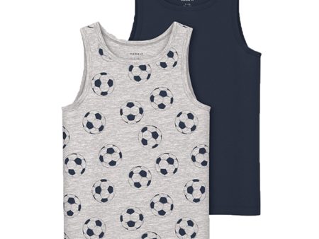 Name it Grey Melange Football Tank Toppe 2-pak Noos Cheap