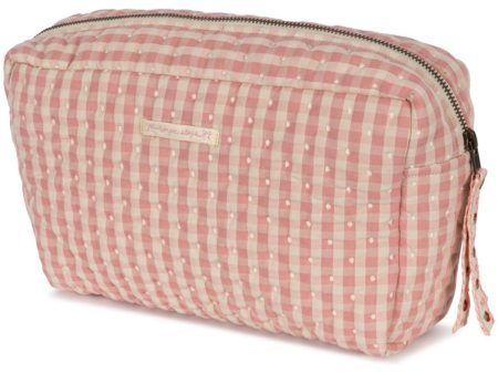 Konges Sløjd Powder Pink Check Seersucker Big Toiletry Bag Online Sale