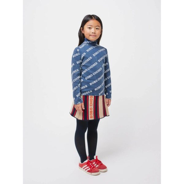 Bobo Choses Midnight Blue All Över Rib Turtle Neck Blus Cheap