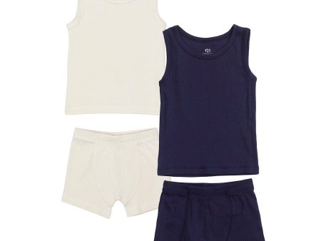 COPENHAGEN COLORS Navy  Cream Comb. Kick Rib Jersey 2Pack Tank-Topp And Boxershorts Discount