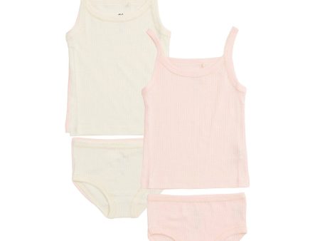 COPENHAGEN COLORS Soft Pink Cream Comb. Core Rib Jersey 2Pack Straptop And Underpants Online Sale