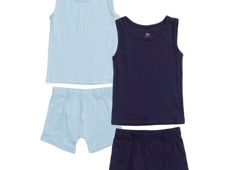 COPENHAGEN COLORS Lt.Blue  Navy Comb. Core Rib Jersey 2Pack Tank-Topp And Boxershorts For Cheap