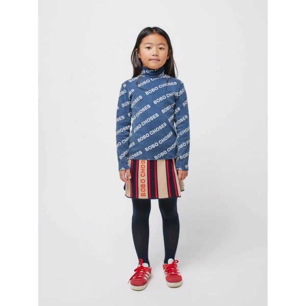 Bobo Choses Midnight Blue All Över Rib Turtle Neck Blus Cheap