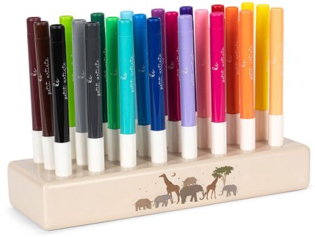 Konges Sløjd Safari Markers In Wooden Block 24 Pcs Fsc Online now