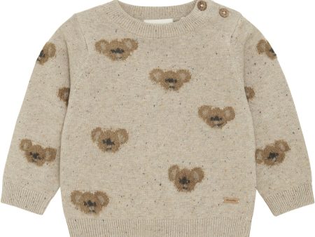 Minymo Beige Melange Pullover Stickad Cheap