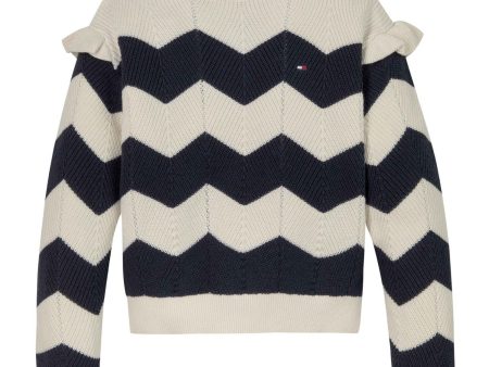 Tommy Hilfiger Ivory Petal Stripe Wavy Stripe Sweater Supply