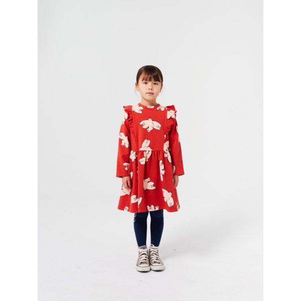 Bobo Choses Red Freedom Bird All Över Ruffle Dress For Cheap