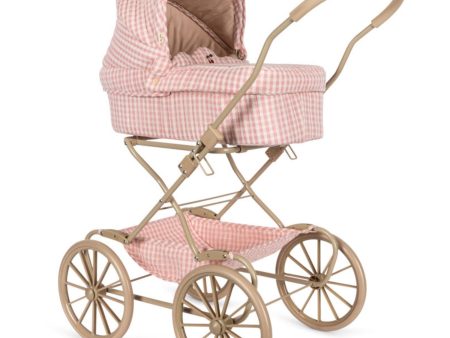 Konges Sløjd Powder Pink Check Doll Pram Hot on Sale