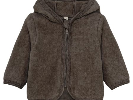 Huttelihut Brown Melange Jacket Ears Cotton Fleece on Sale