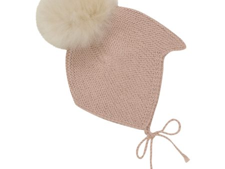 Huttelihut Mahogny Rose Bonnet Ull Stickad Alpacka Pompom For Cheap