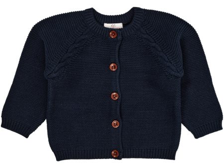 Copenhagen Colors Navy Classic Baby Cotton Cable Cardigan on Sale