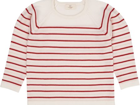 Copenhagen Colors Cream Dusty Rose Red Combi Merino Striped Blus Online Hot Sale