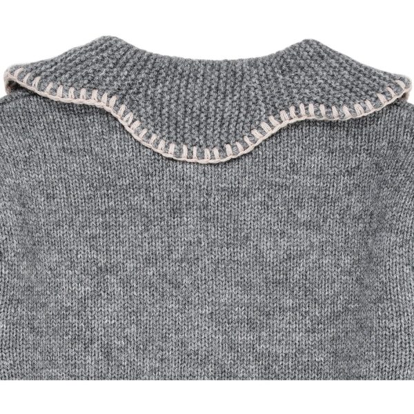 COPENHAGEN COLORS Grå Mel Kashmir Cardigan W. Krage Discount