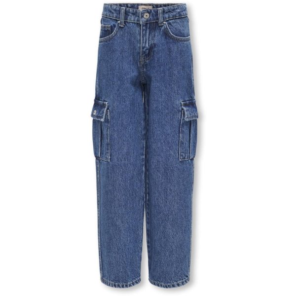 kids ONLY Medium Blue Denim Harmony Wide Cargo Carrot Jeans For Sale