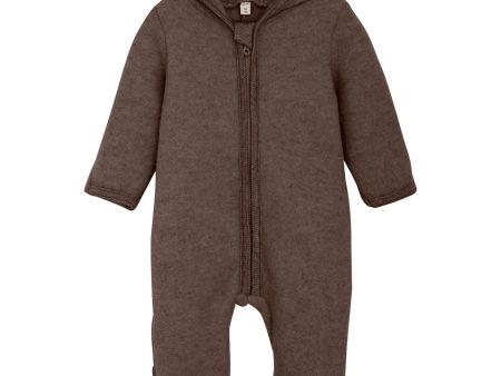 Huttelihut Brown Melange Pram Suit Ears Wool Fleece (M) Supply