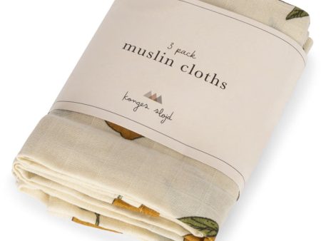 Konges Sløjd Mon Grand Citron 3 Pack Muslin Cloth Gots Online Hot Sale